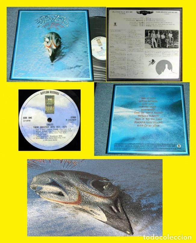Discos de vinilo: EAGLES Their Greatest Hits 1971-75Take It Easy 1&ordm; Press JAPAN + SUPER RELIEVES + INSERTO, TODO EXC