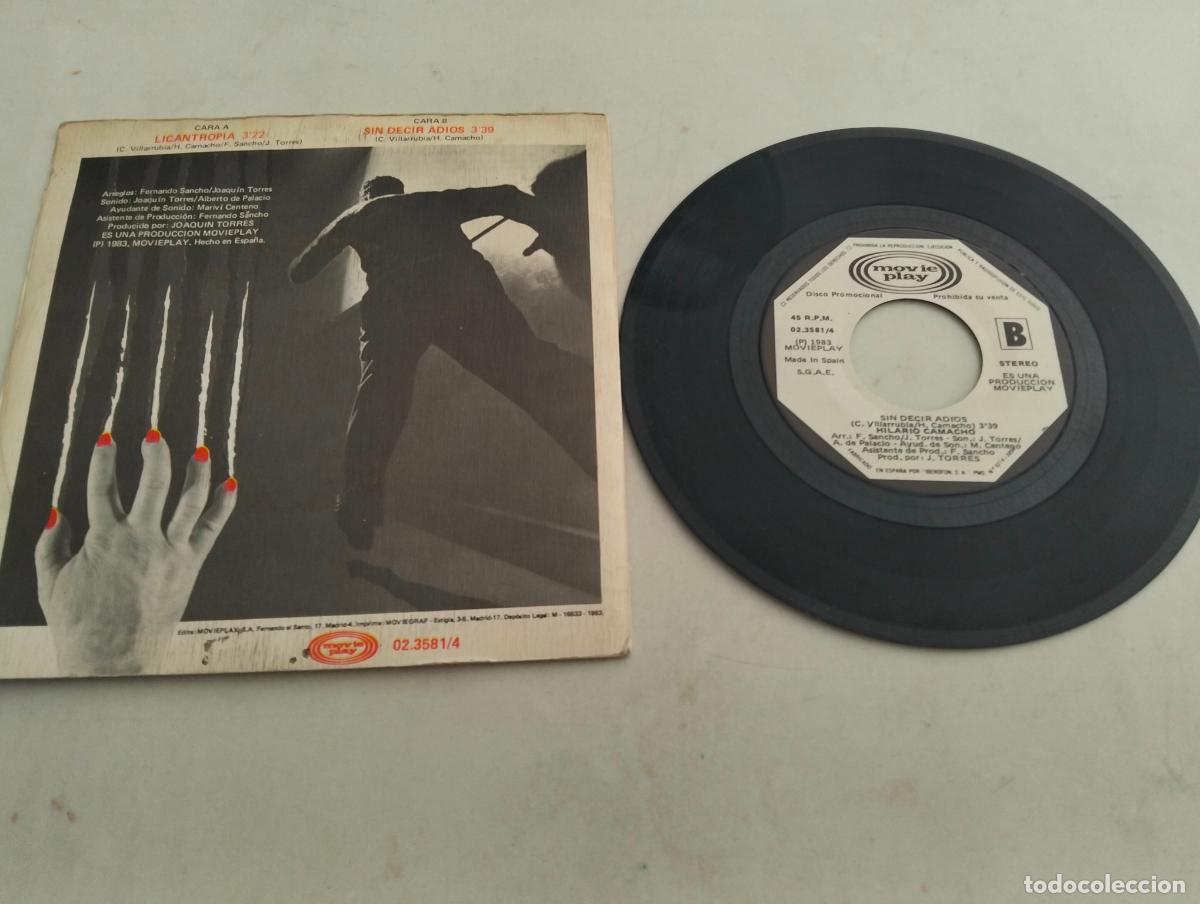 Discos de vinilo: DISCO SINGLE, HILARIO CAMACHO, LICANTROPIA - Foto 2