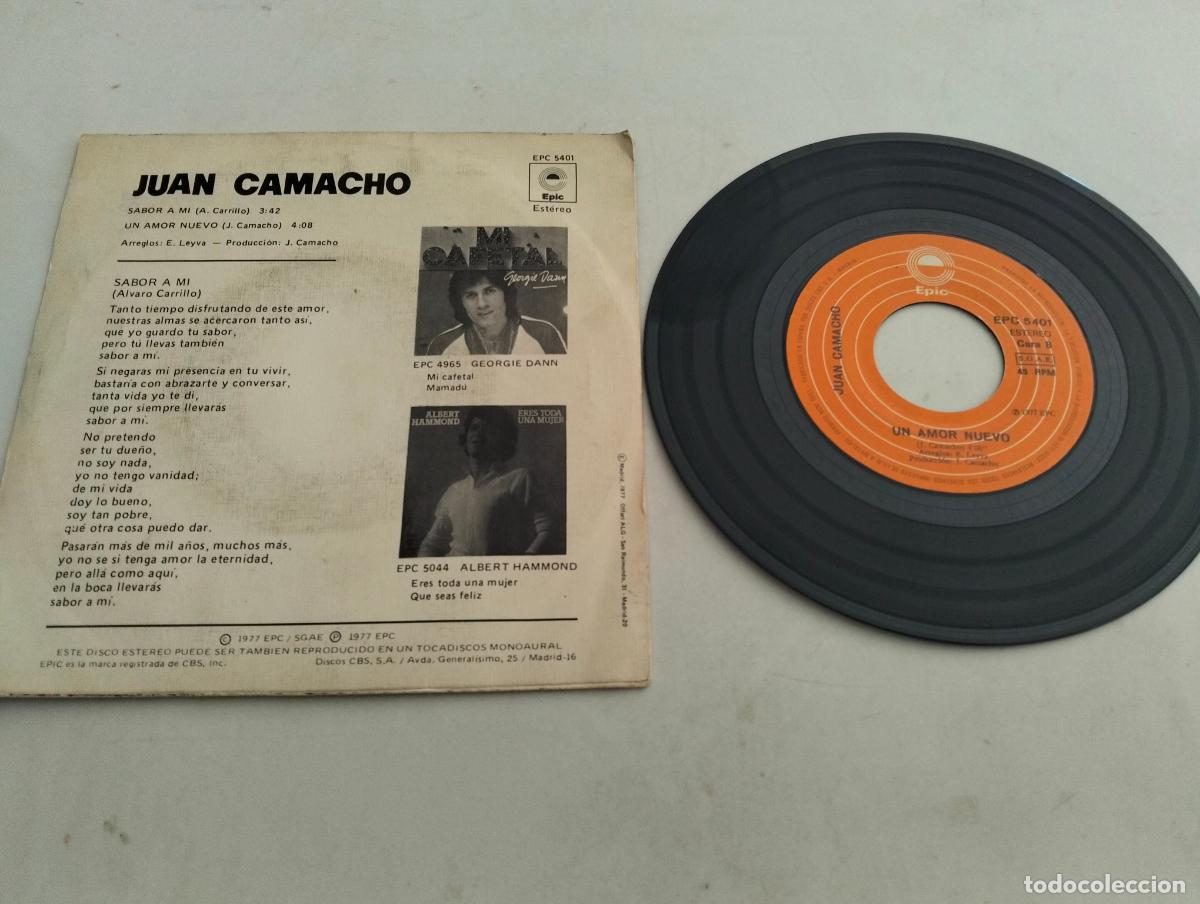Discos de vinilo: DISCO SINGLE, JUAN CAMACHO, SABOR A MI - Foto 2
