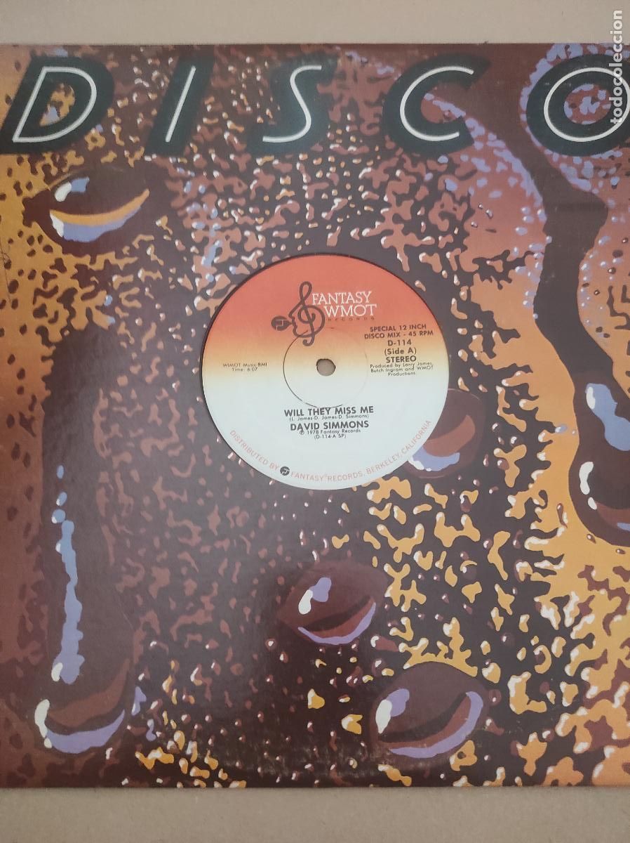 Discos de vinilo: David Simmons &ndash; Will They Miss Me / Hard And Heavy -MAXI- FUNK SOUL DISCO-EDICION AMERICANA-