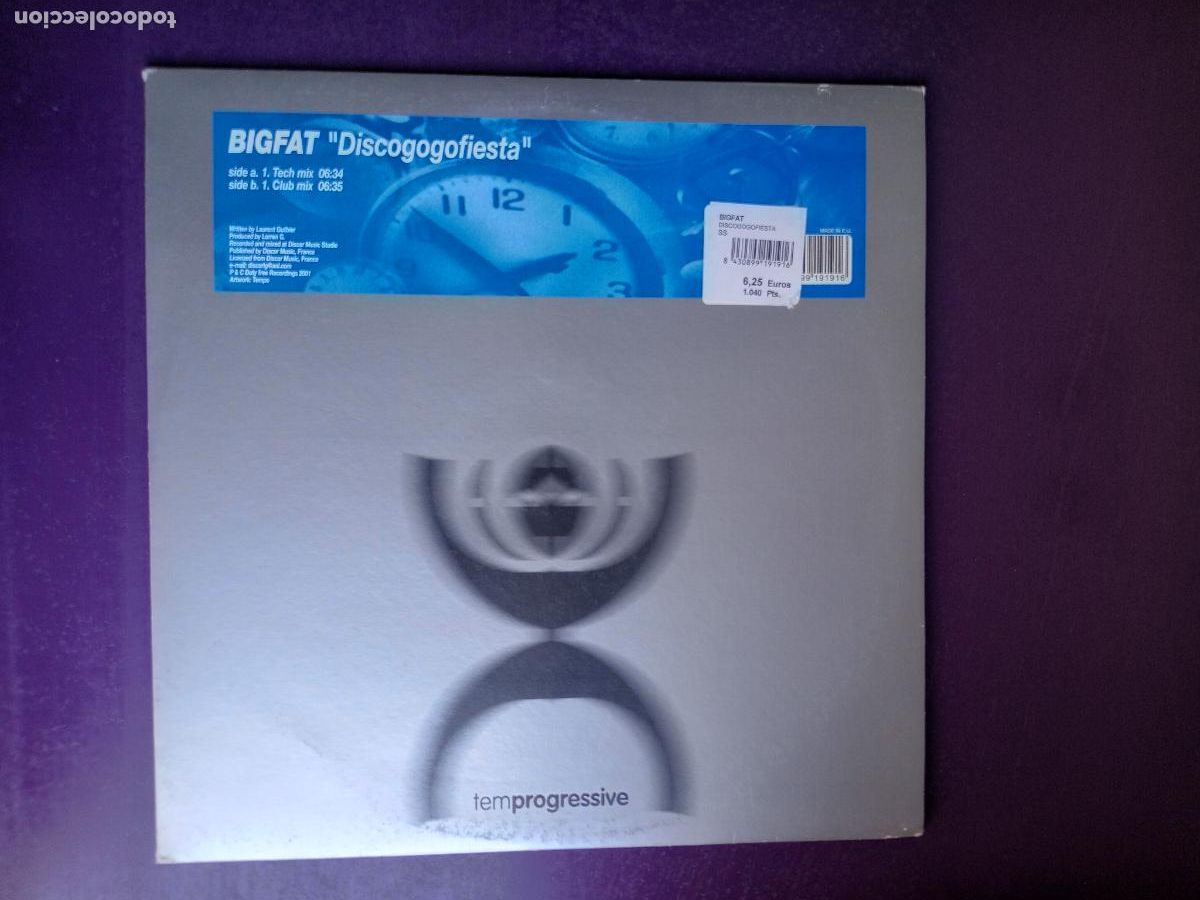 Discos de vinilo: BigFat &ndash; Discogogofiesta - MAXI Temprogressive 2002 - HOUSE ELECTRONICA - SIN USO