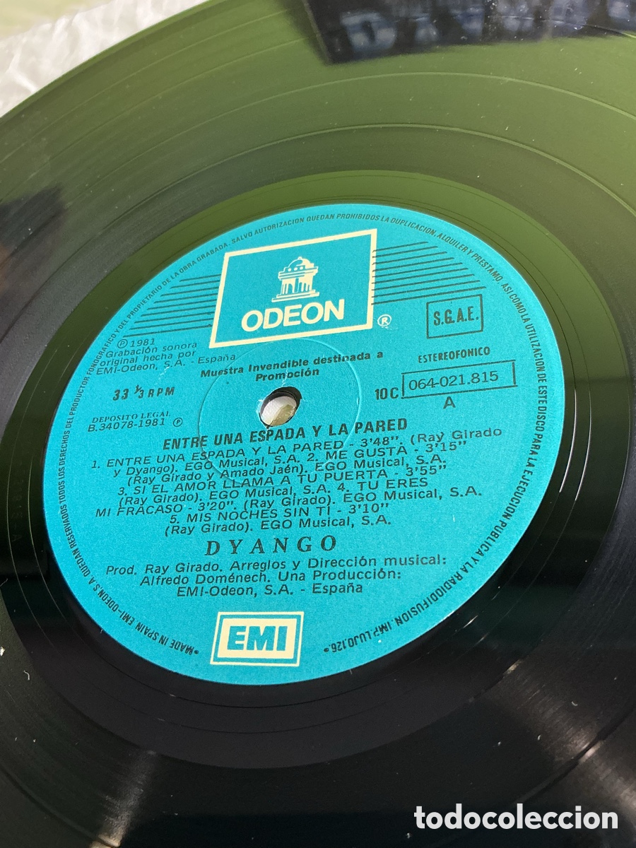 Discos de vinilo: Dyango &ndash; Entre una espada y la pared. LP Odeon EMI - Foto 3