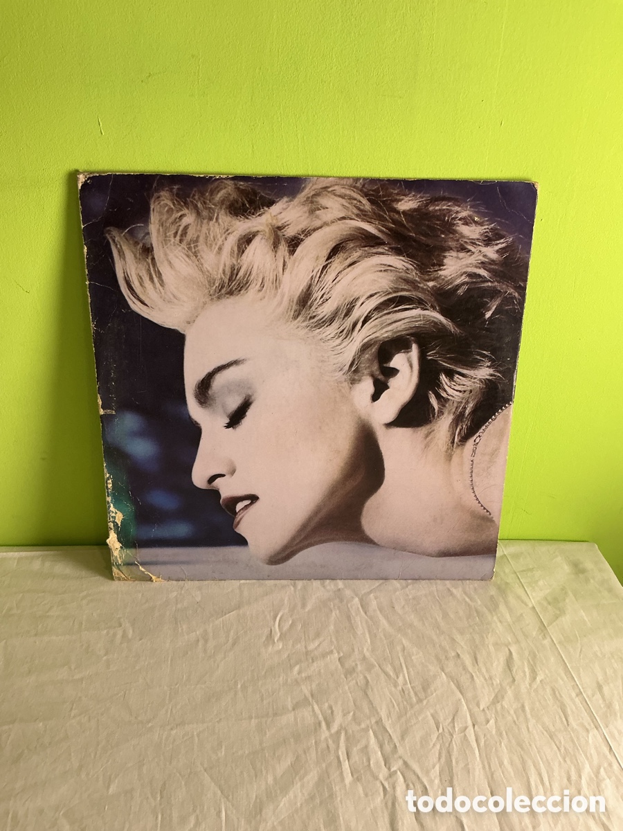 Discos de vinilo: Madonna &ndash; True Blue. LP de 1986 con funda interior de letras