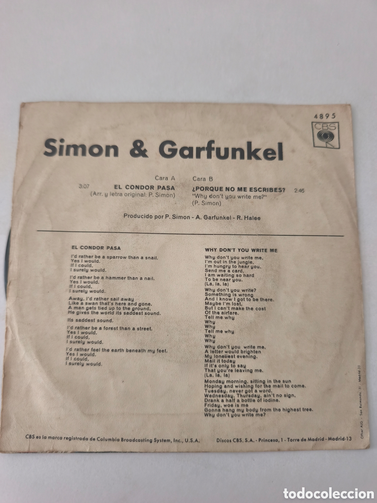 Discos de vinilo: Simon & garfunkel el c&oacute;ndor pasa - Foto 2