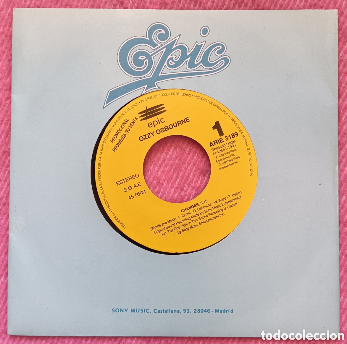 Discos de vinilo: 7&rdquo; Promo OZZY OSBOURNE - Changes - ONE SIDED - ARIE 3189 - SPAIN Pressing (-/VG+)