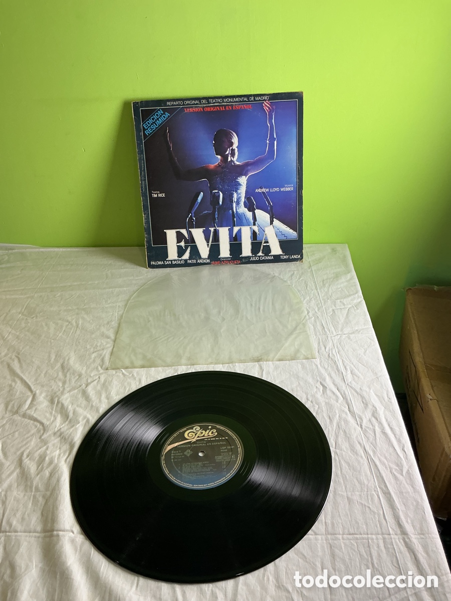 Discos de vinilo: Evita &ndash; Versi&oacute;n original en espa&ntilde;ol | LP edici&oacute;n resumida - Foto 2
