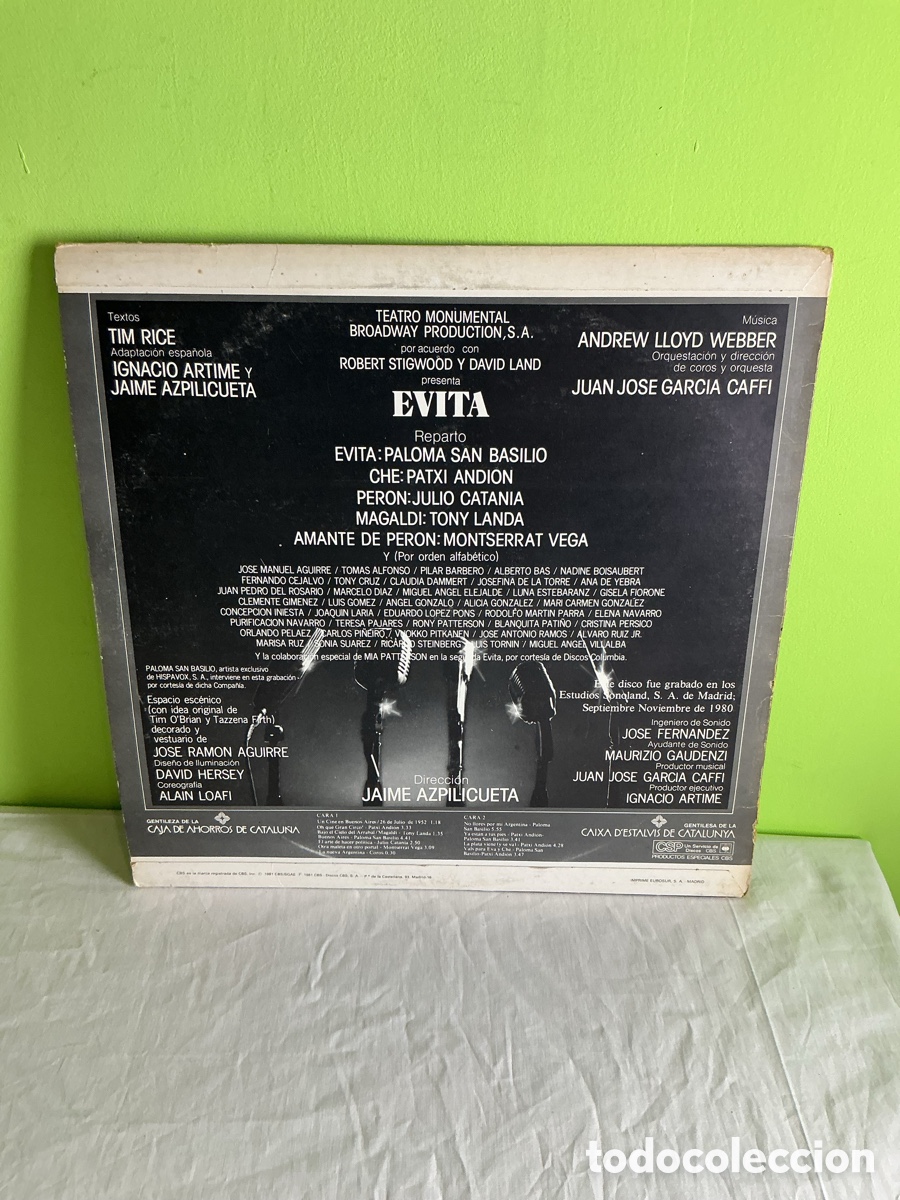 Discos de vinilo: Evita &ndash; Versi&oacute;n original en espa&ntilde;ol | LP edici&oacute;n resumida - Foto 8