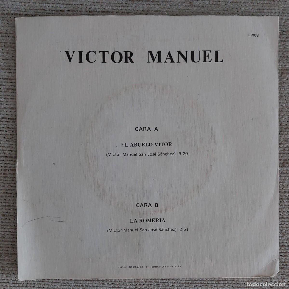 Discos de vinilo: Vinilo single del cantautor V&iacute;ctor Manuel - Foto 2