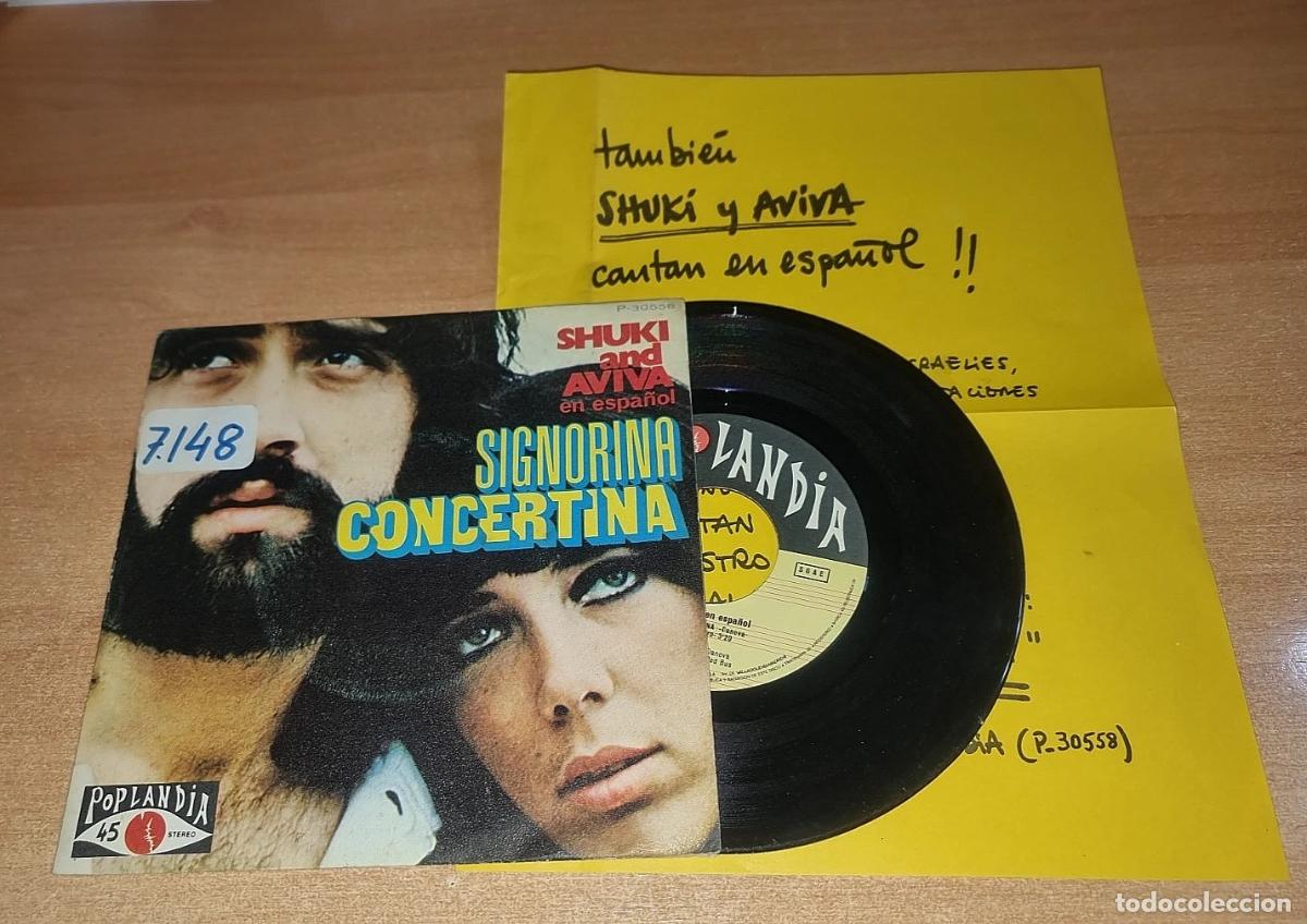 Discos de vinilo: SHUKI AND AVIVA Signorina concertina CANTADO EN ESPA&Ntilde;OL 7&rdquo; SINGLE VINILO PROMO 1972 CON HOJA PRENSA
