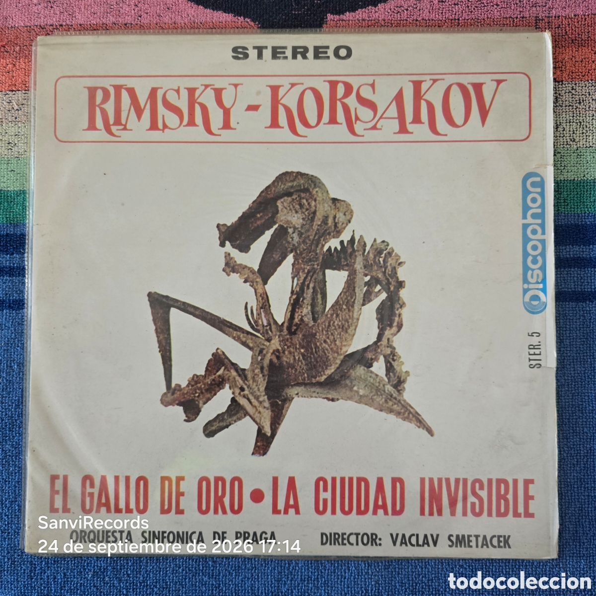 Discos de vinilo: [LP] ORQUESTA SINF&Oacute;NICA DE PRAGA, SMET&Aacute;ČEK, RIMSKY-KORSAKOV: EL GALLO DE ORO... (DISCOPHON) (1963)