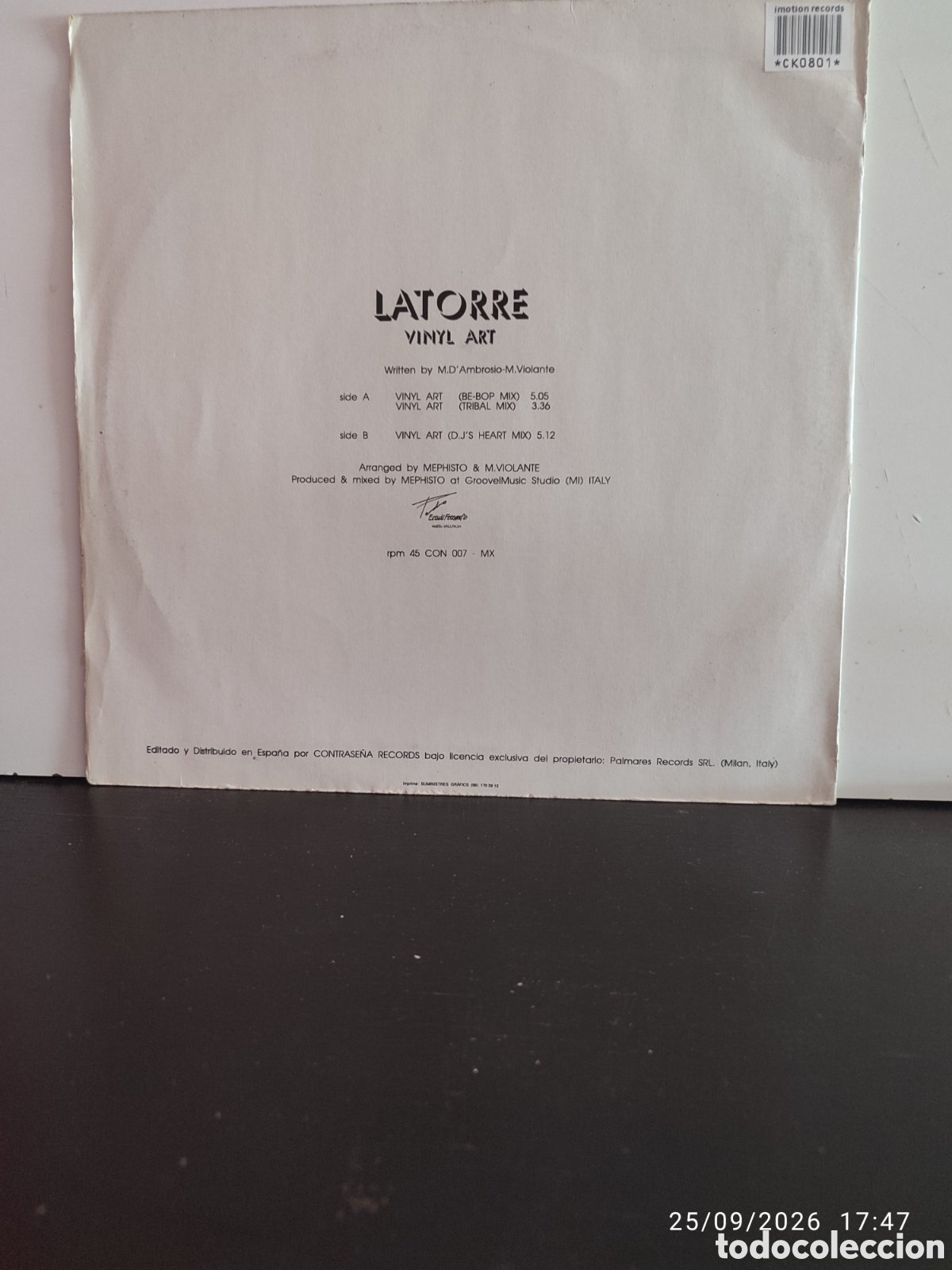 Discos de vinilo: Disco de vinilo CK0801 - Foto 2