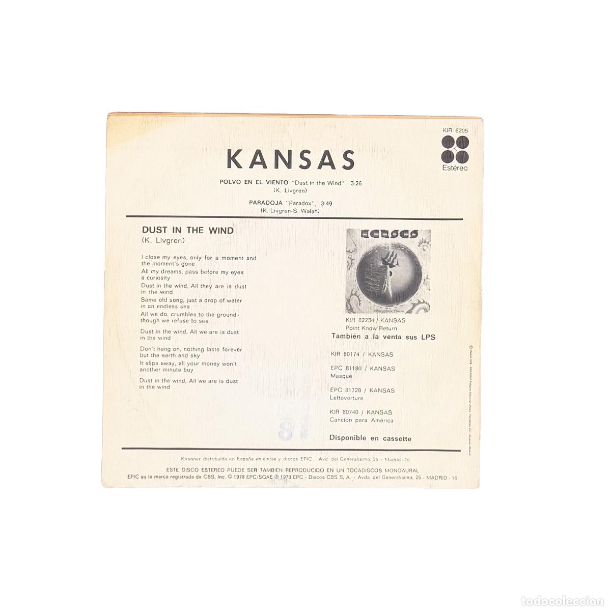 Discos de vinilo: SINGLE. Kansas. Polvo En El Viento (VG/VG+) - Foto 2