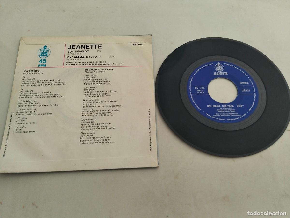 Discos de vinilo: DISCO SINGLE, JEANETTE, SOY REBELDE - Foto 2