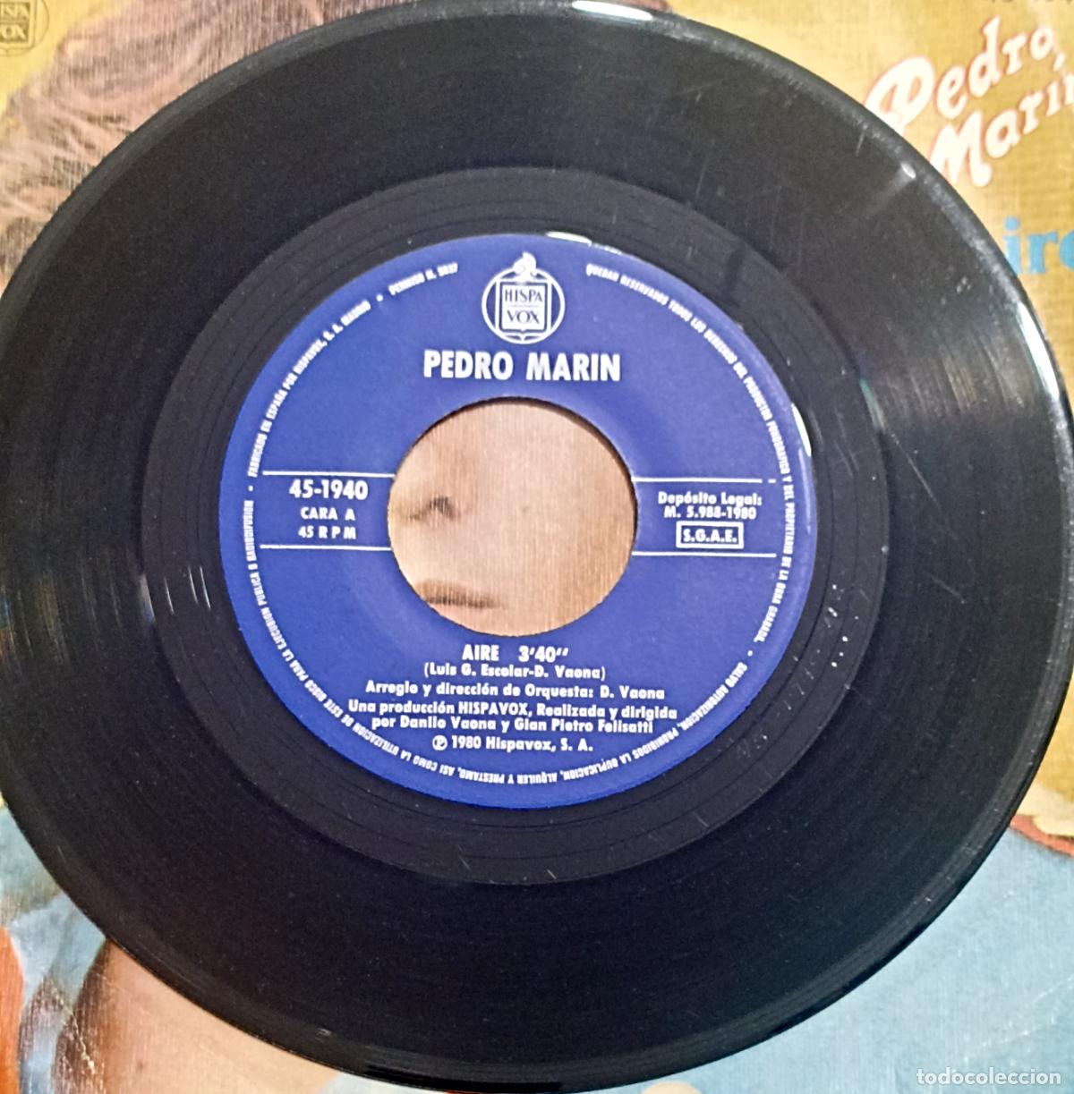 Discos de vinilo: SINGLE PEDRO MARIN - AIRE - HISPAVOX 1980 - Foto 3