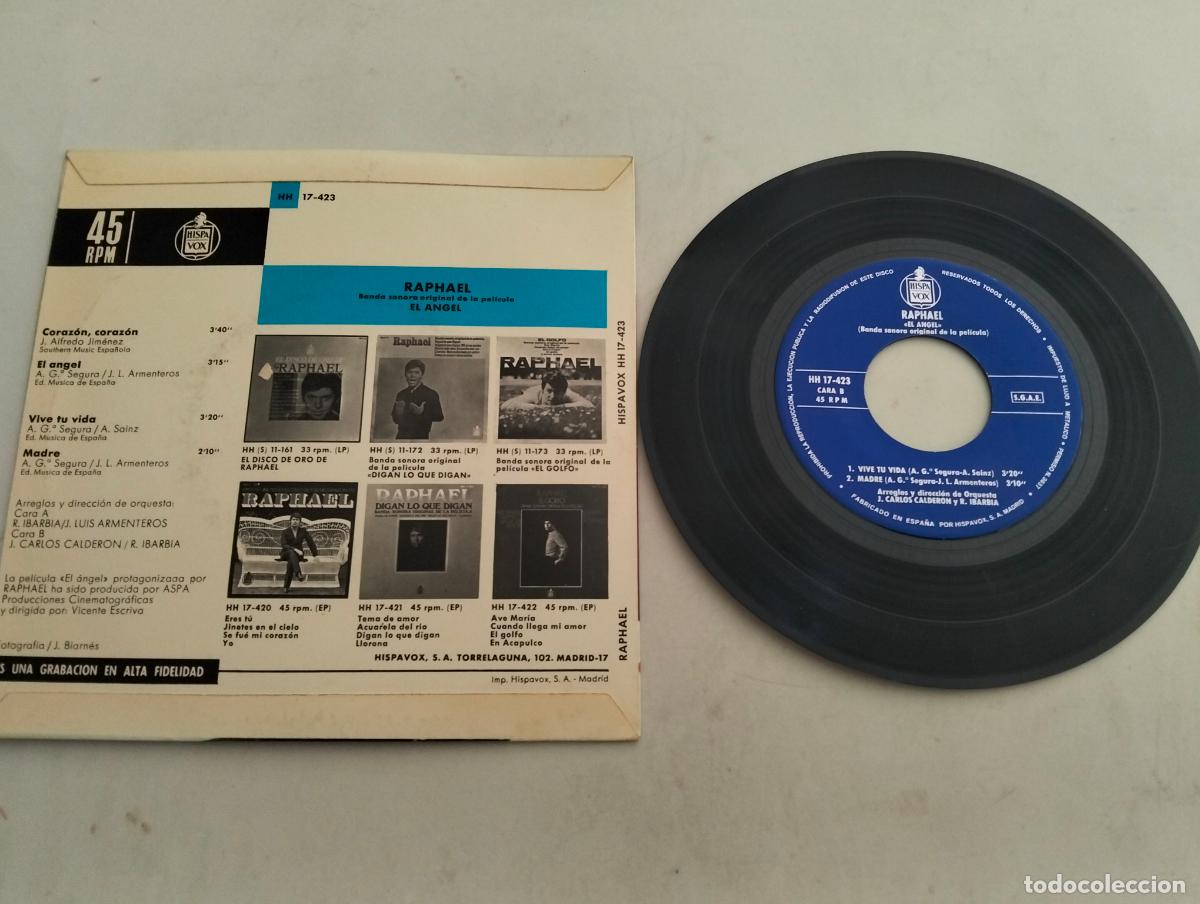 Discos de vinilo: DISCO SINGLE, RAPHAEL, EL ANGEL - Foto 2