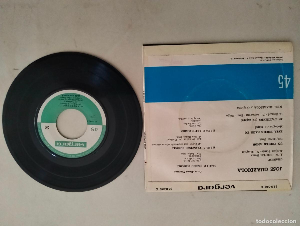 Discos de vinilo: DISCO SINGLE, JOSE GUARDIOLA, CHARIOT - Foto 2
