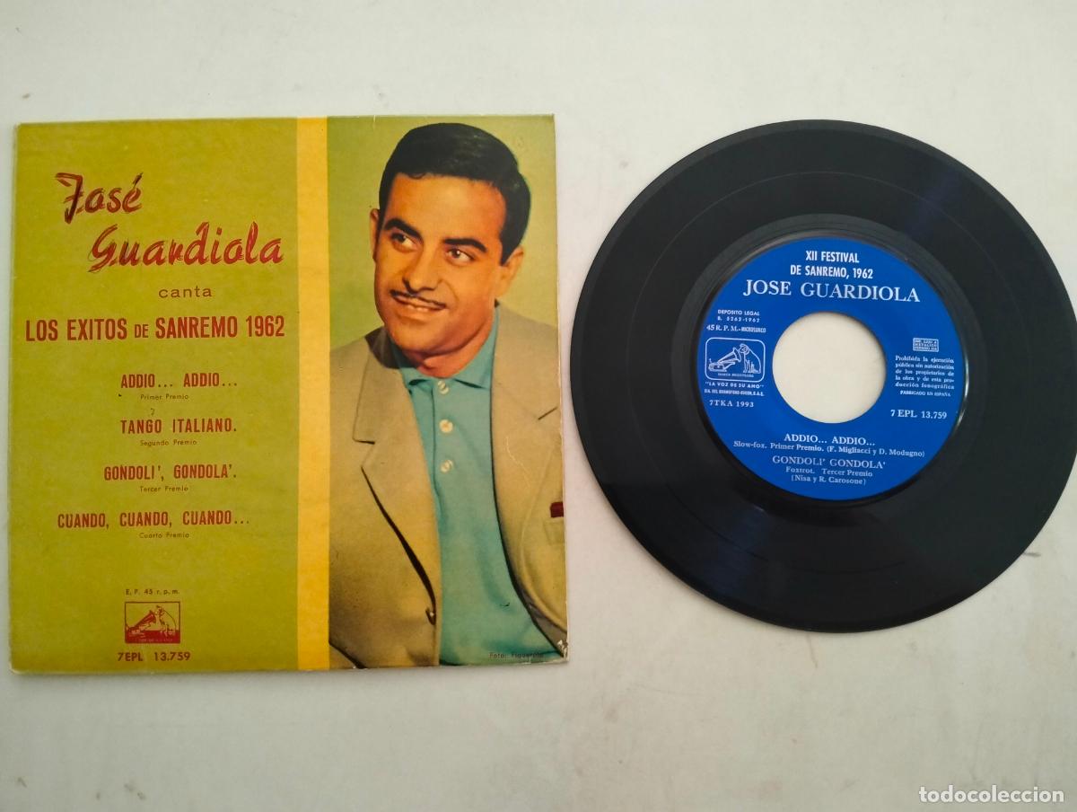 Discos de vinilo: DISCO SINGLE, JOSE GUARDIOLA, LOS EXITOS DE SAN REMO 1962