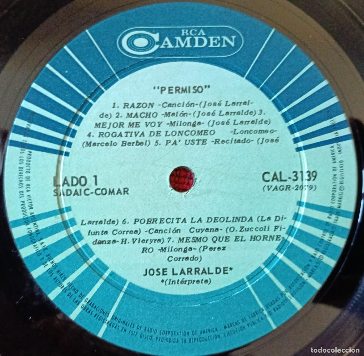 Discos de vinilo: JOSE LARRALDE ** Permiso ** ARGENTINA LP VINILO - Foto 3