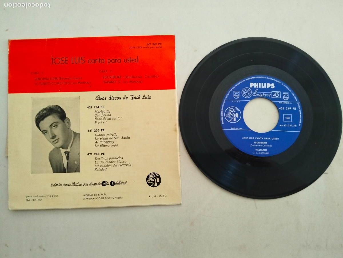 Discos de vinilo: DISCO SINGLE, JOSE LUIS, CANTA PARA USTED - Foto 2