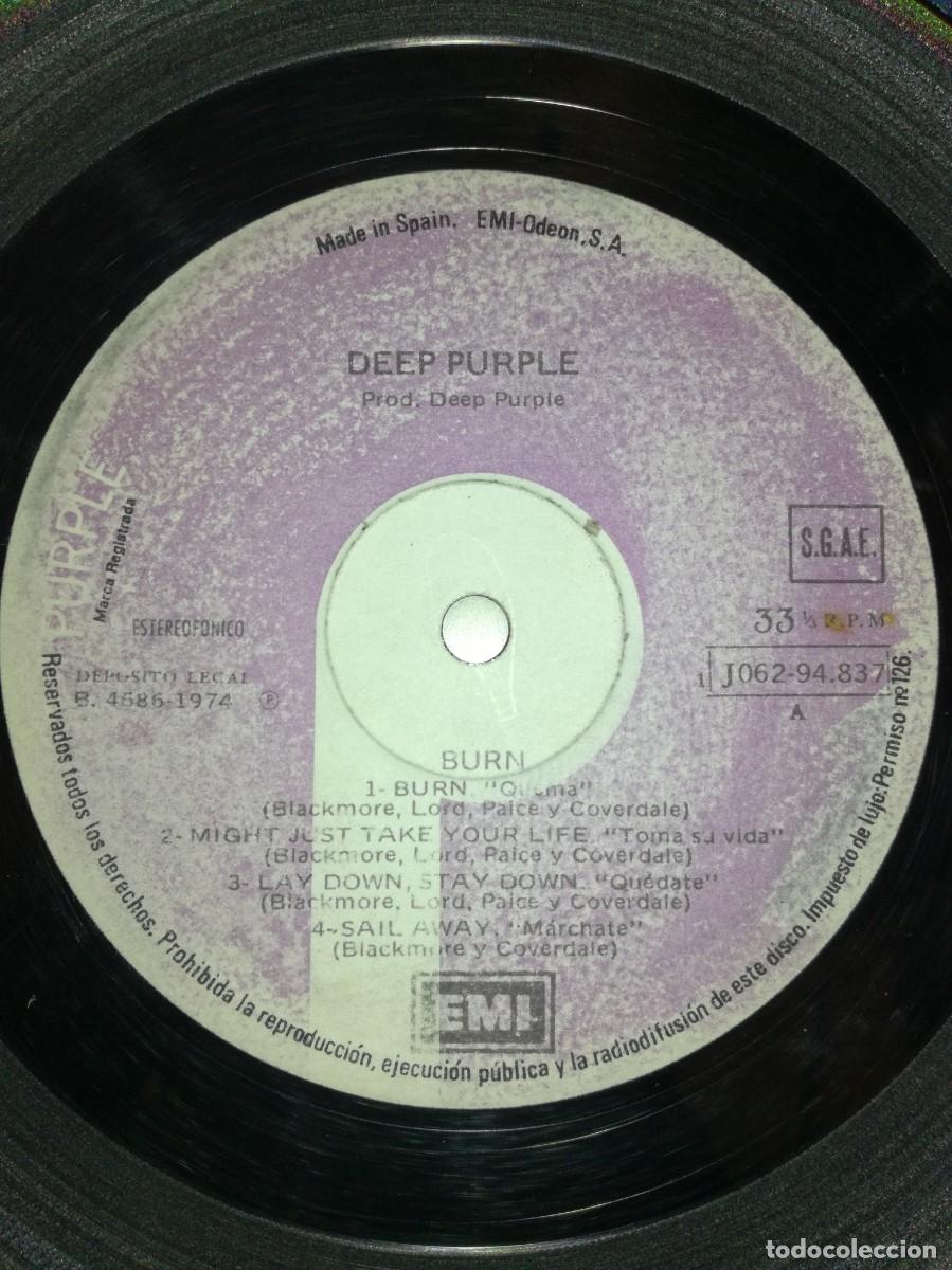 Discos de vinilo: DEEP PURPLE-BURN-ORIGINAL ESPA&Ntilde;OL 1974 - Foto 3
