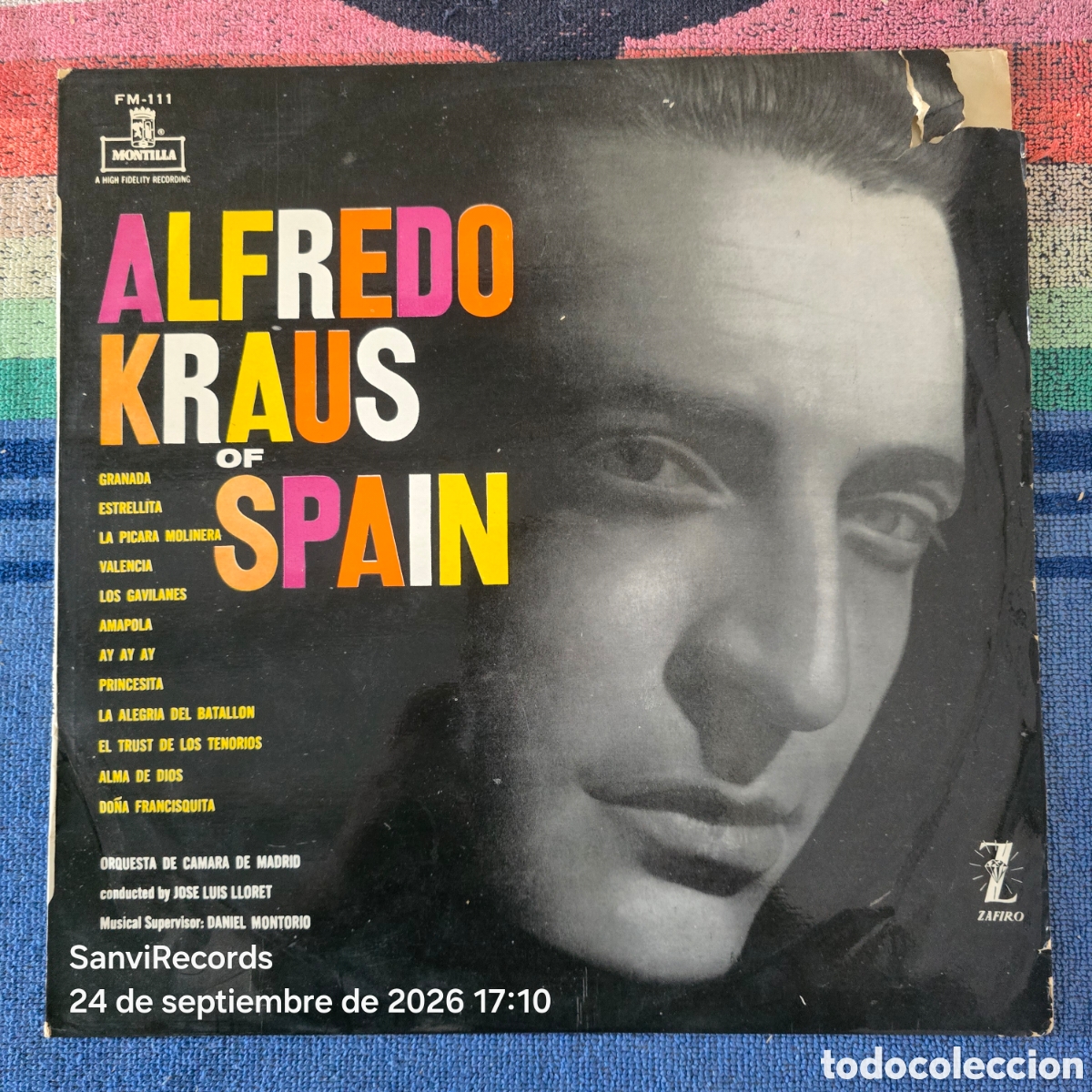 Discos de vinilo: [LP] ALFREDO KRAUS, ORQUESTA DE CAMARA DE MADRID...: ALFREDO KRAUS OF SPAIN (MONTILLA) (1959)