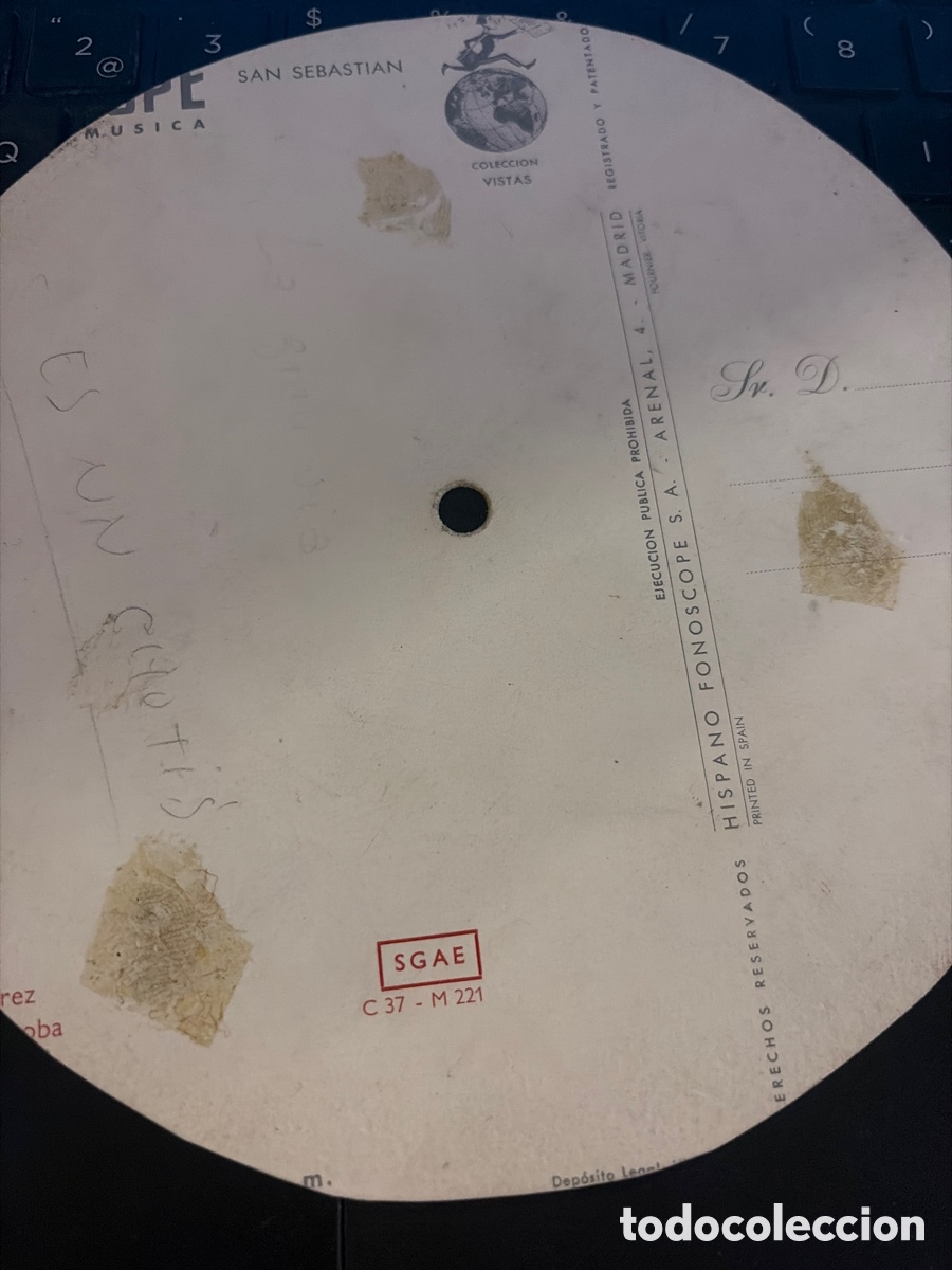 Discos de vinilo: DISCO POSTAL CON LA CONCHA DE SAN SEBASTIAN SINGLE EN CARTON - Foto 2