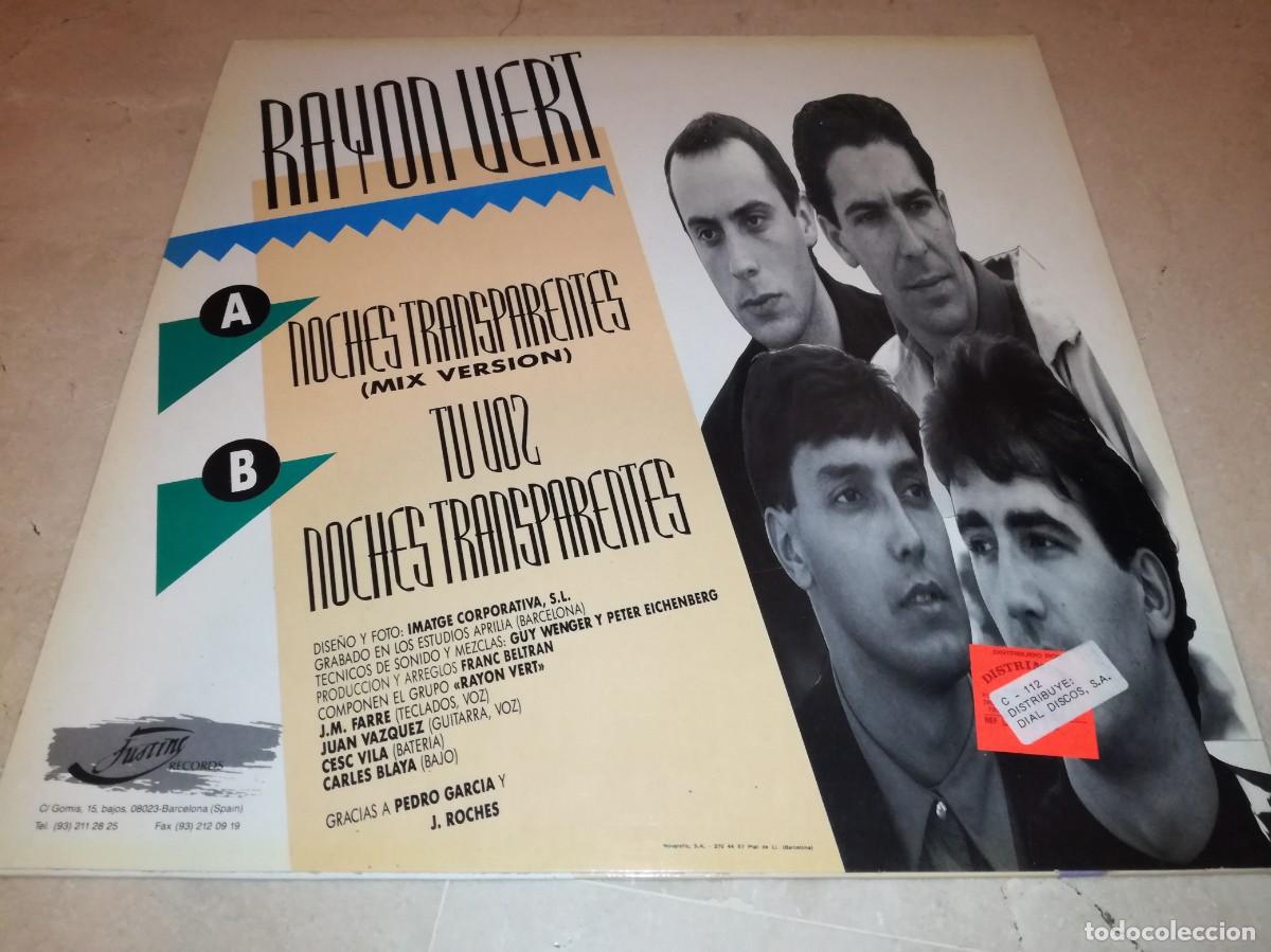 Discos de vinilo: RAYON VERT-NOCHES TRANSPARENTES-ORIGINAL 1989 - Foto 2