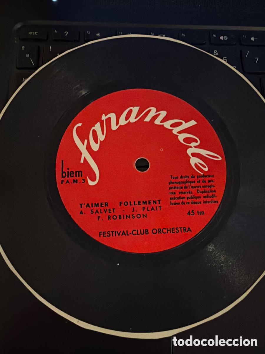 Discos de vinilo: FESTIVAL CLUB ORCHESTRA - T'AIMER FOLLEMENT DISCO EN CARTON FLEXI