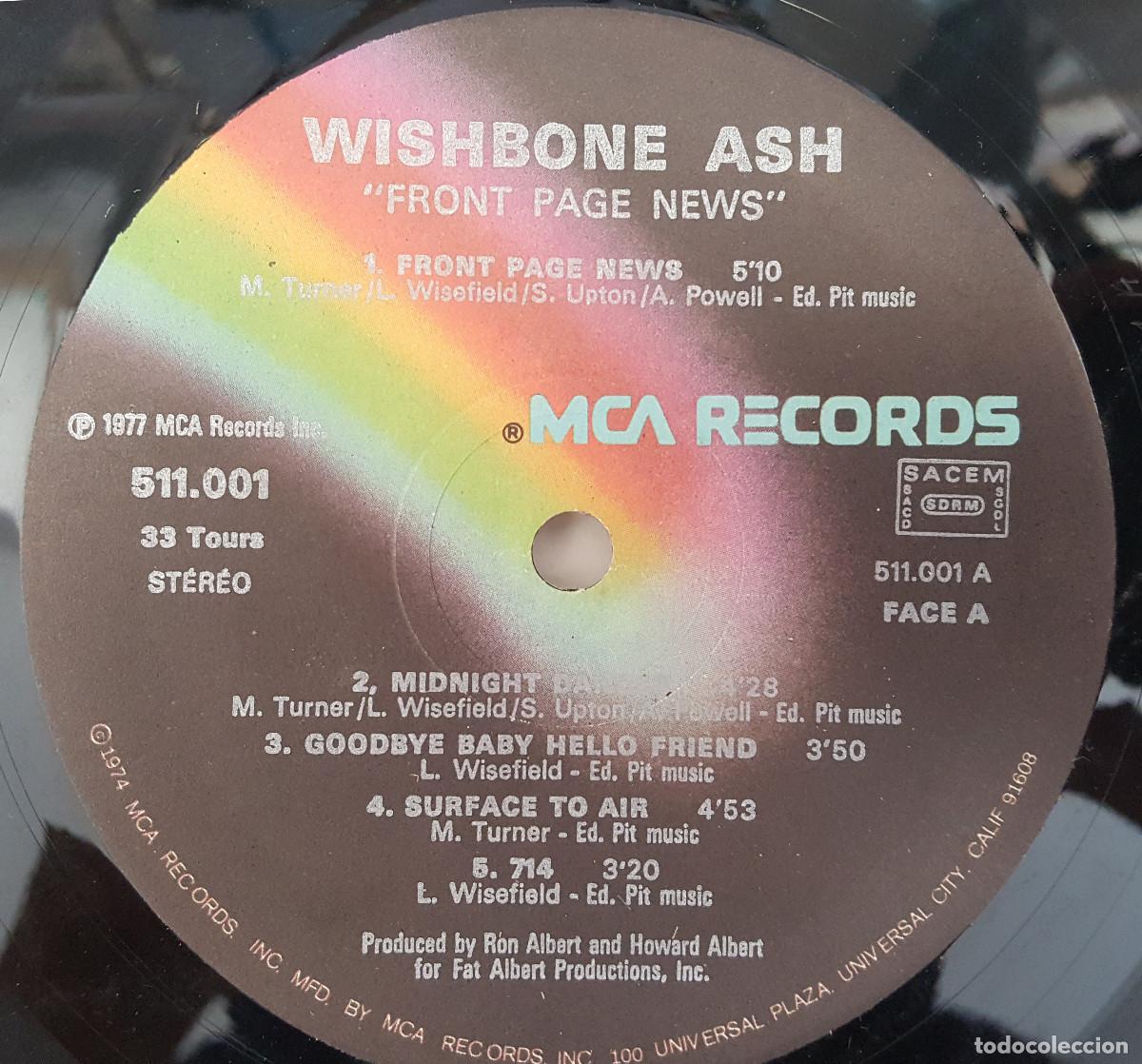 Discos de vinilo: WISHBONE ASH, FRONT PAGE NEWS, VINILO LP DISCO, - Foto 4