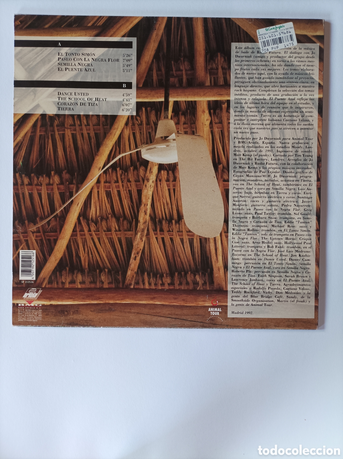 Discos de vinilo: RADIO FUTURA. TIERRA PARA BAILAR. ARIOLA. DISCO VINILO LP. EXCELENTE ESTADO.