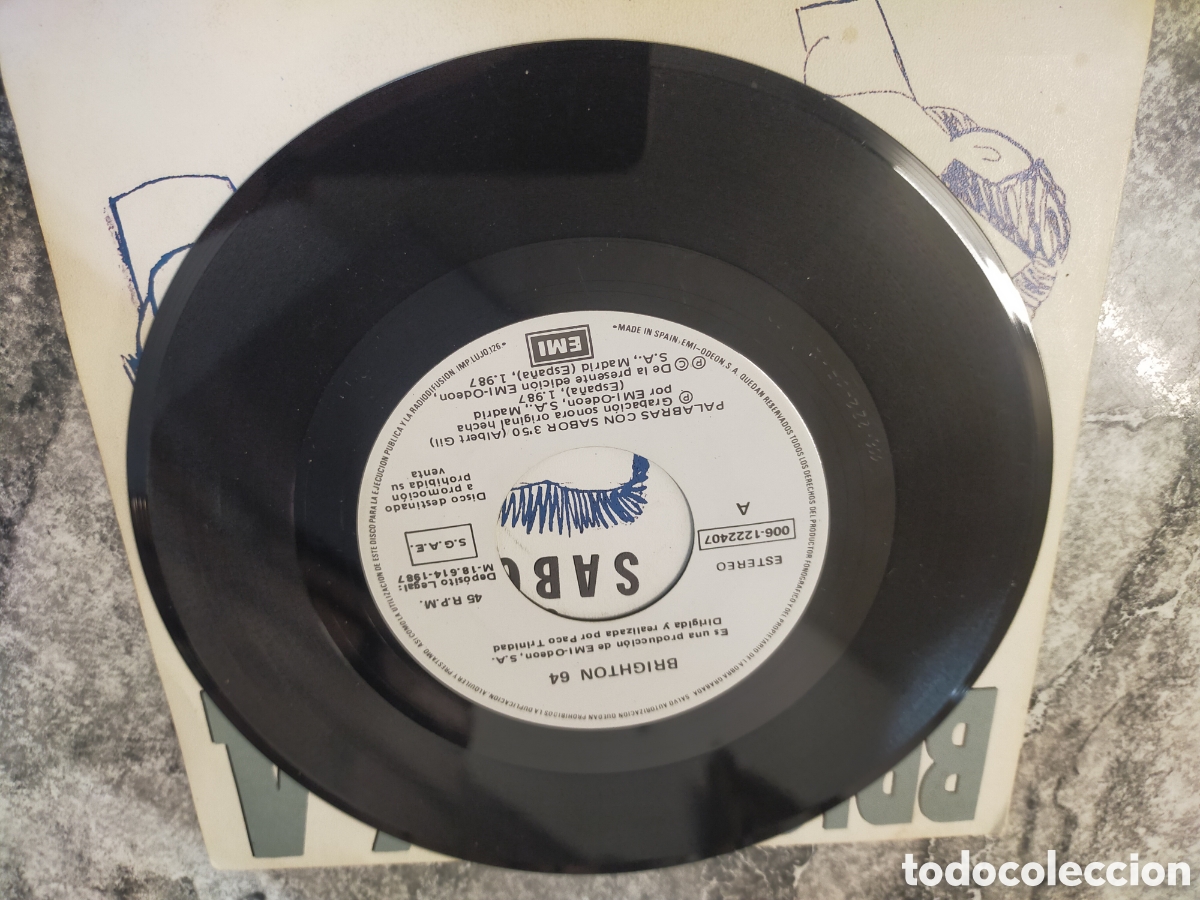 Discos de vinilo: Single Vinilo Brighton 64 - Palabras con Sabor - Foto 3