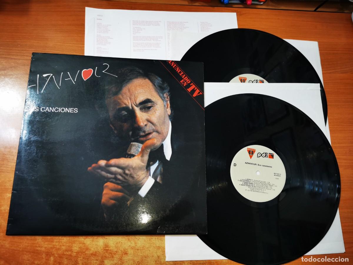 Discos de vinilo: CHARLES AZNAVOUR Sus canciones 2 LP VINILO DEL A&Ntilde;O 1990 ENCARTE CHANSON CONTIENE 24 TEMAS