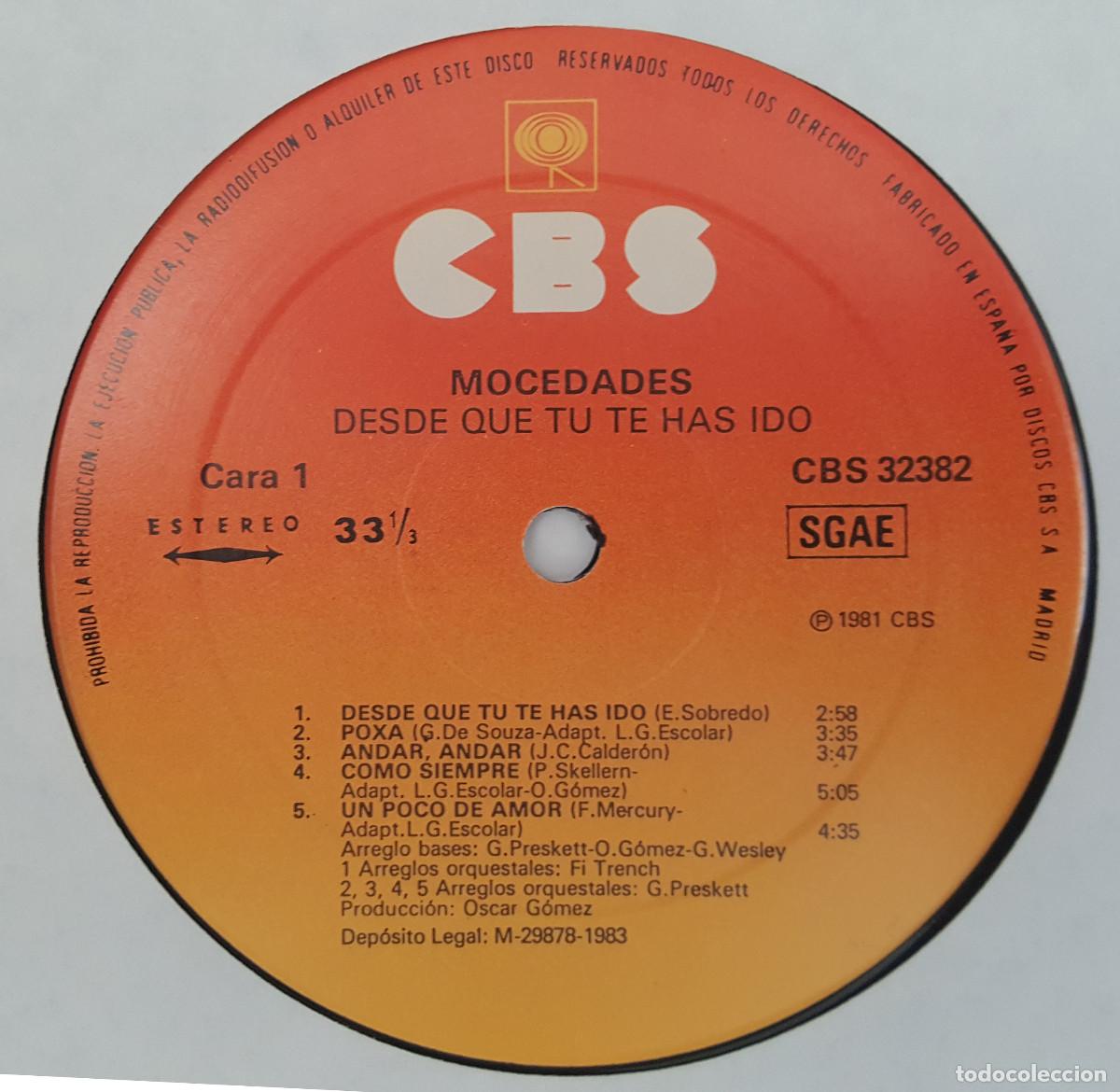 Discos de vinilo: MOCEDADES, DESDE QUE TU TE HAS IDO, VINILO LP DISCO - Foto 4