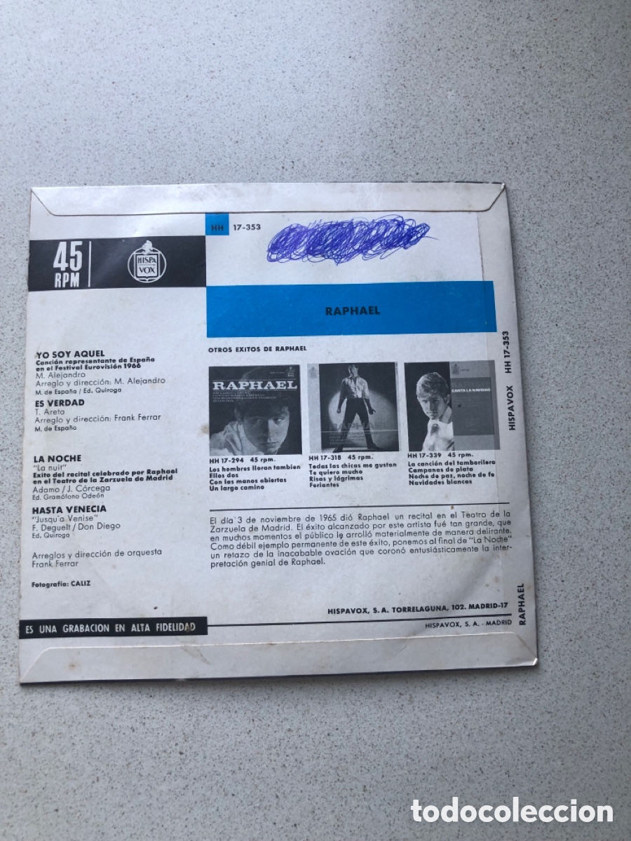 Discos de vinilo: Disco Rafael antiguo - Foto 2
