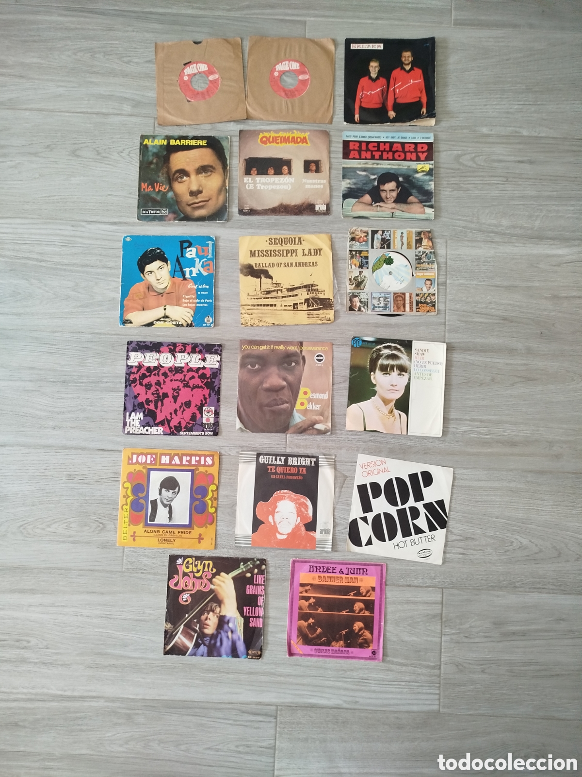 Discos de vinilo: Lote de 16 Singles / Discos de Vinilo 7&rdquo; (Varios Artistas - Pop, Ye-y&eacute;, Balada y Rock de los 60/70)