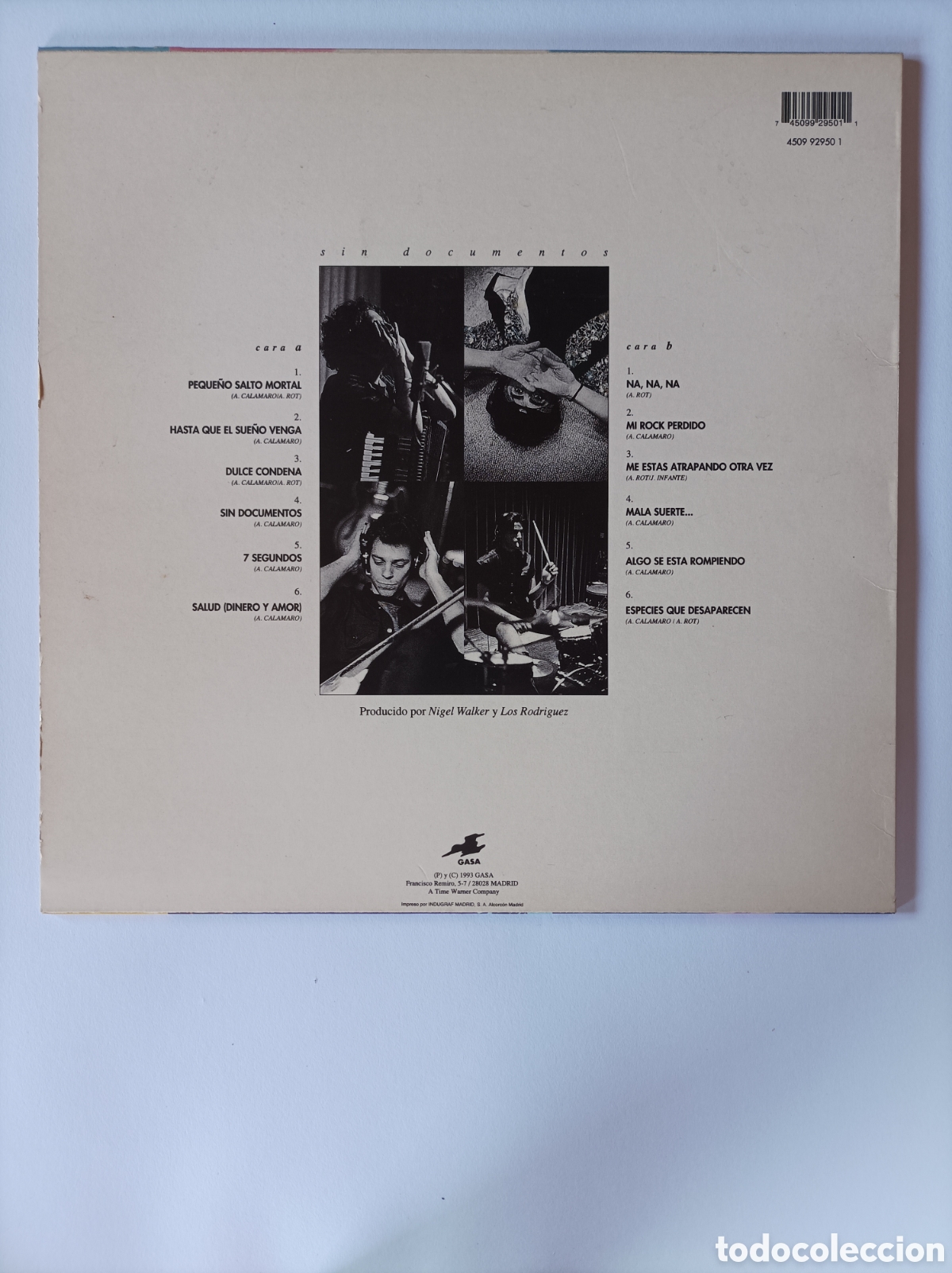 Discos de vinilo: LOS RODR&Iacute;GUEZ. SIN DOCUMENTOS. DISCO VINILO LP. EXCELENTE ESTADO. - Foto 2