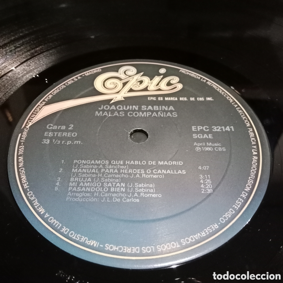 Discos de vinilo: JOAQU&Iacute;N SABINA - MALAS COMPA&Ntilde;&Iacute;AS - LP - Foto 9
