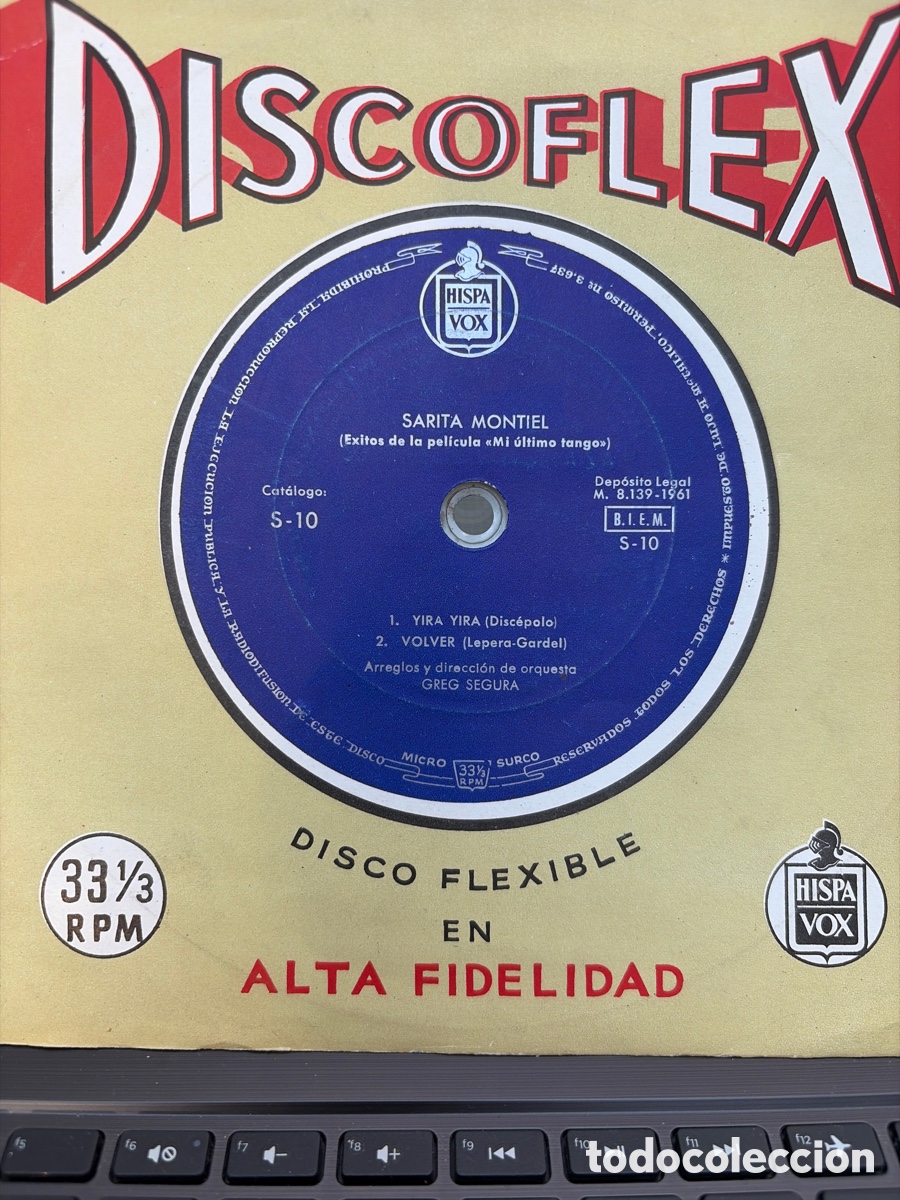 Discos de vinilo: SARITA MONTIEL - EXITOS DE LA PELICULA MI ULTIMO TANGO FLEXI SINGLE