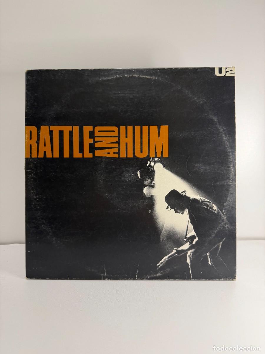 Discos de vinilo: U2 (LP) RATTLE AND HUM - A&Ntilde;O 1988 - DOBLE DISCO PORTADA ABIERTA - ENCARTES CON LETRAS - SOLO DISCO 2