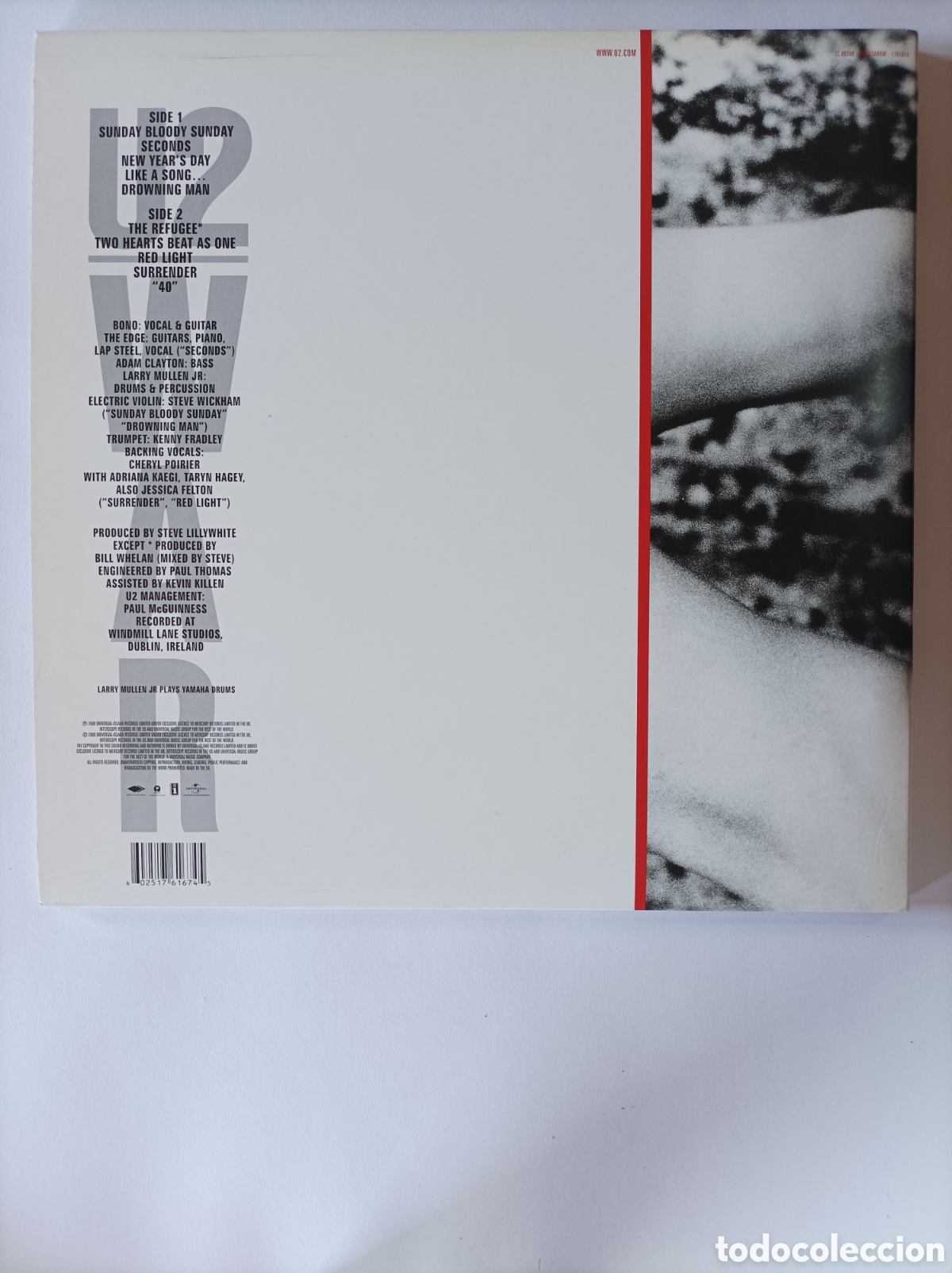 Discos de vinilo: U2. WAR. DISCO VINILO LP. 1983. EXCELENTE ESTADO. - Foto 3
