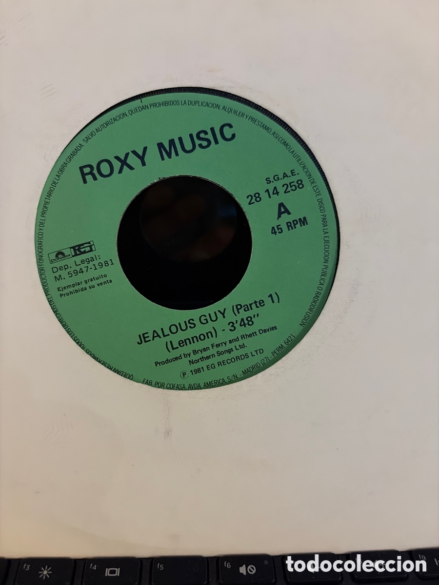Discos de vinilo: ROXI MUSIC - JEALOUS GUY SINGLE SIN PORTADA PROMO