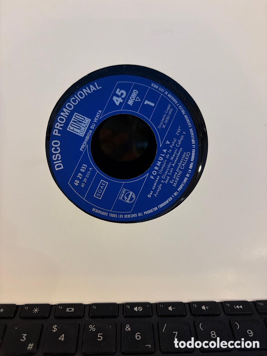 Disques de vinyle: FORMULA V - DOS CAMINOS + ME FALTA SU AMOR SINGLE SIN PORTADA PROMO