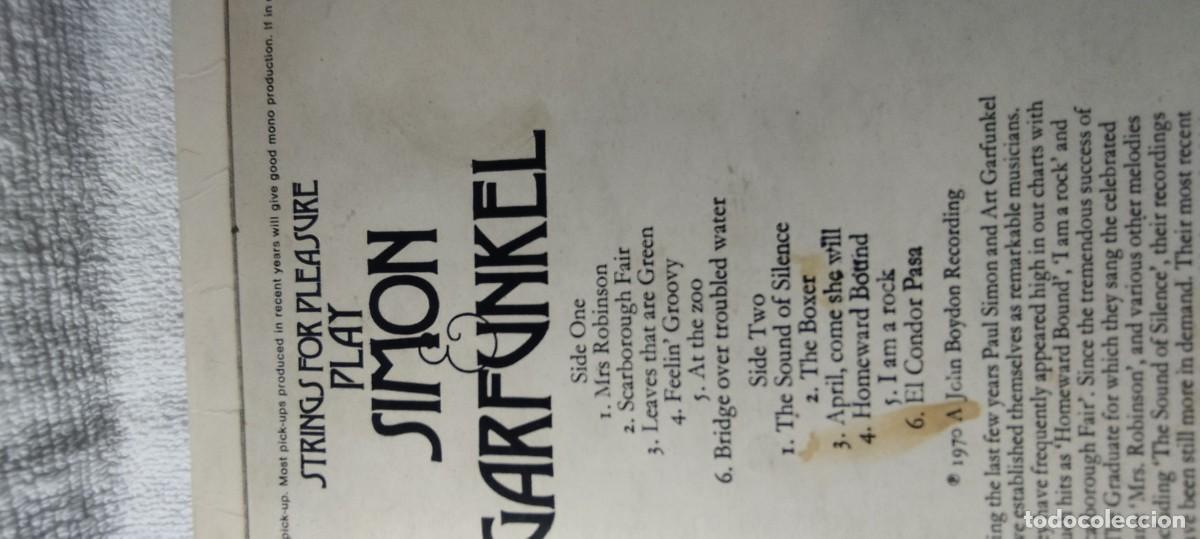 Discos de vinilo: STRINGS FOR PLEASURE PLAY / SIMON GARFUNKEL / / DESP R8-8 / MJP - Foto 5