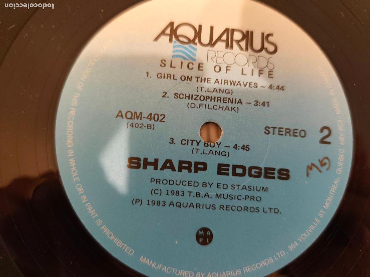 Discos de vinilo: Sharp Edges &lrm;&ndash; Slice Of Life- (1983) LP disco vinilo - Foto 3