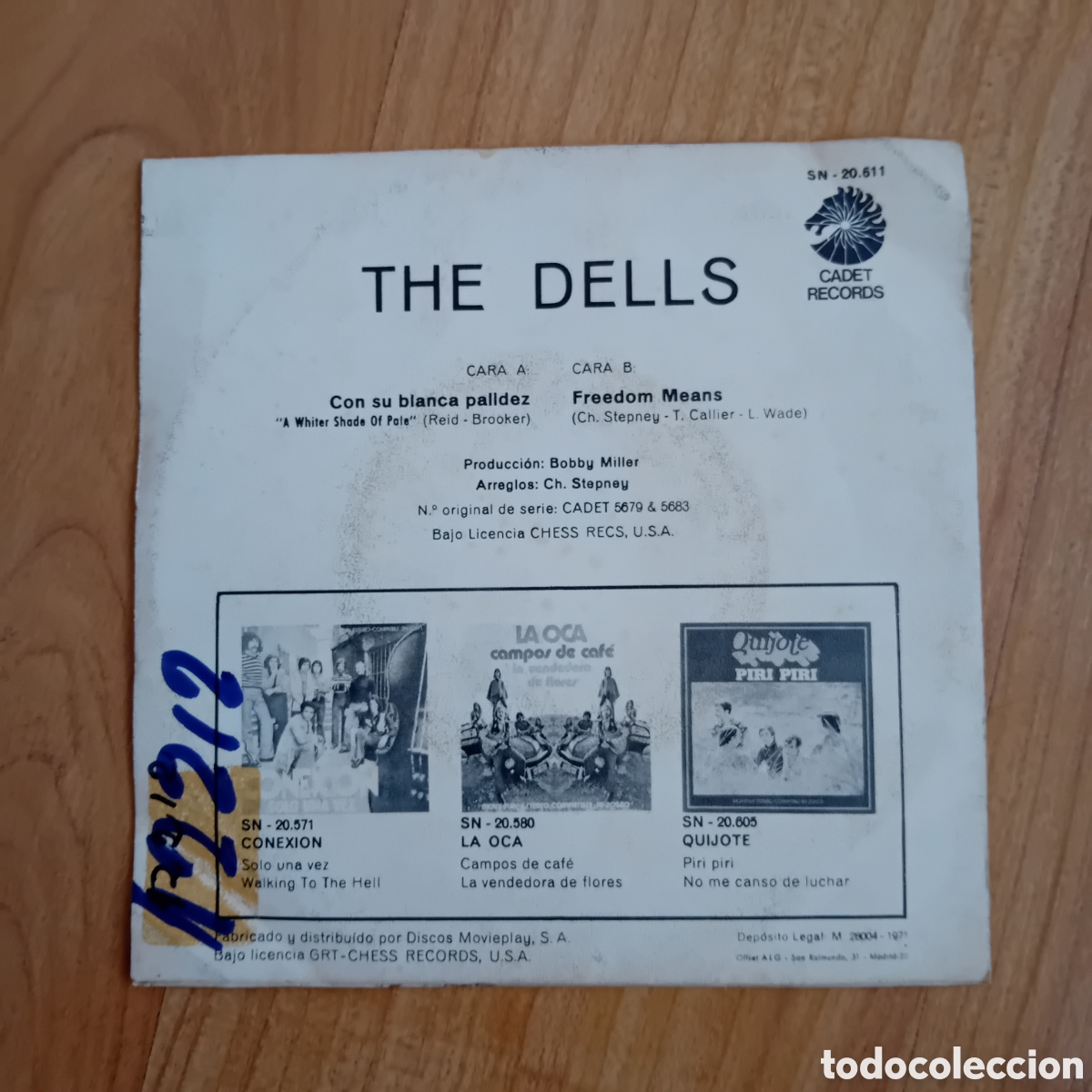 Discos de vinilo: THE DELLS. CON SU BLANCA PALIDEZ - Foto 2