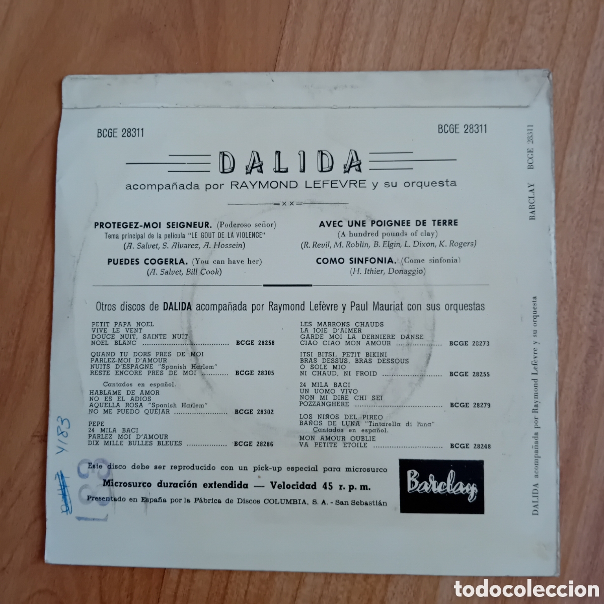 Discos de vinilo: DALIDA. PROTEGEZ-MOI SEIGNEUR - Foto 2