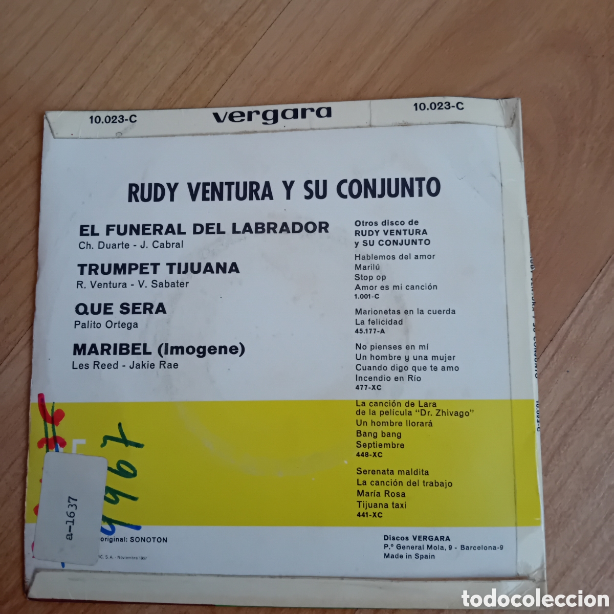 Discos de vinilo: RUDY VENTURA. EL FUNERAL DEL LABRADOR - Foto 2
