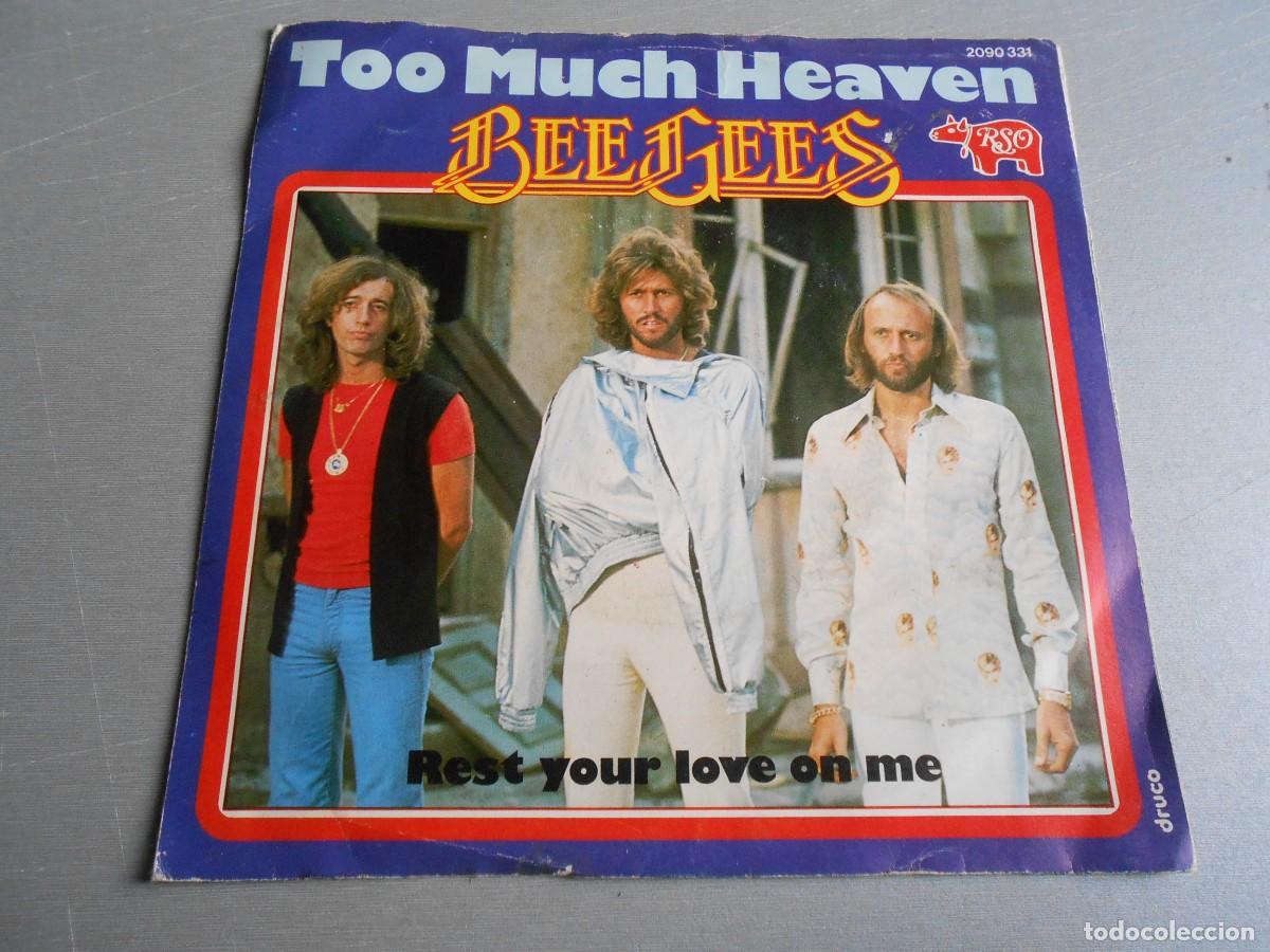 Discos de vinilo: BEE GEES, SG, TOO MUCH HEAVEN + 1, A&Ntilde;O 1978, RSO 2090.331, MADE IN BELGIUM