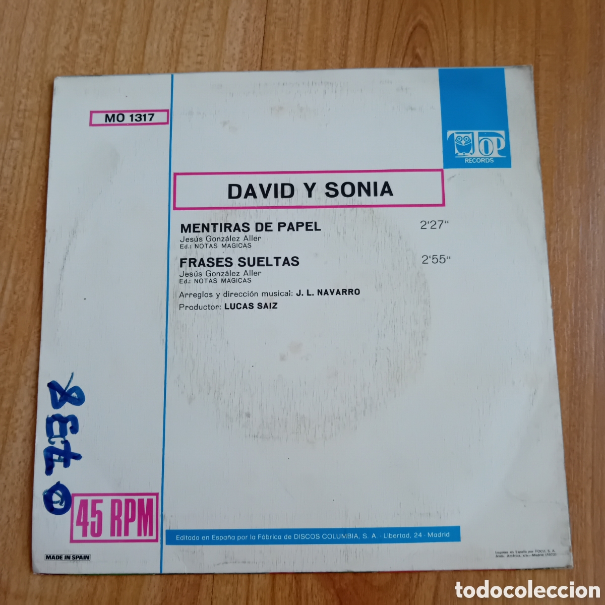 Discos de vinilo: DAVID Y SONIA. MENTIRAS DE PAPEL - Foto 2