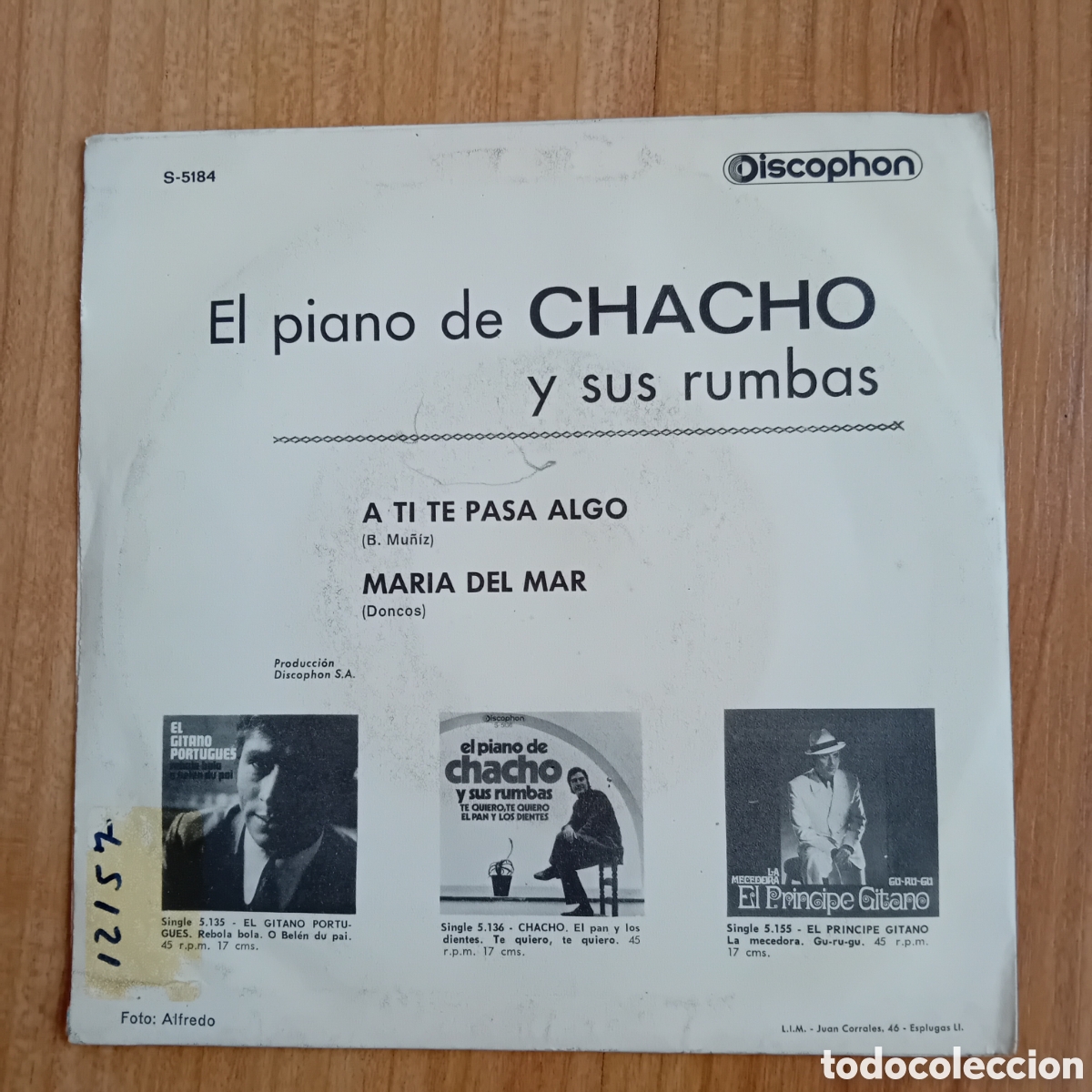 Discos de vinilo: EL PIANO DE CHACHO. A TI TE PASA ALGO - Foto 2